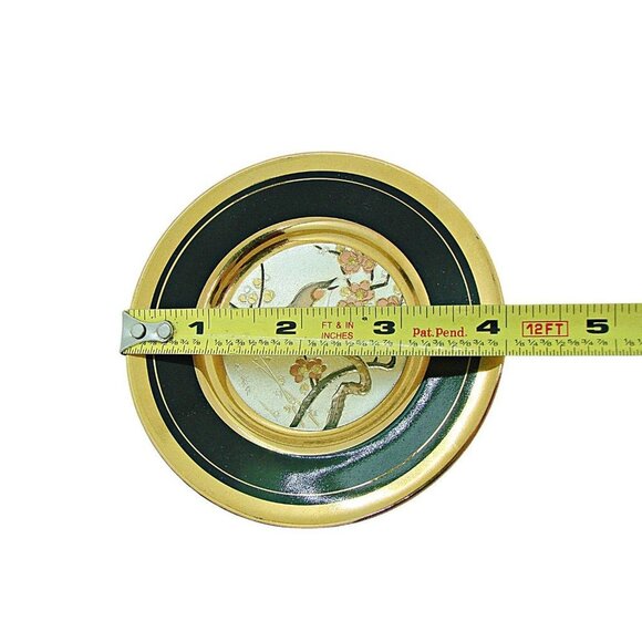 Dynasty Gallery The Art of Chokin Singing Bird Ring Holder Trinket Dish Plate 4" - Picture 5 of 8